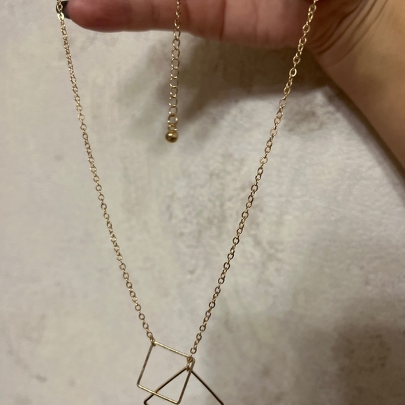 Square pendant necklace.Simple design pendant Geometric. Metal. Elegant Gift Chr - Picture 4 of 8